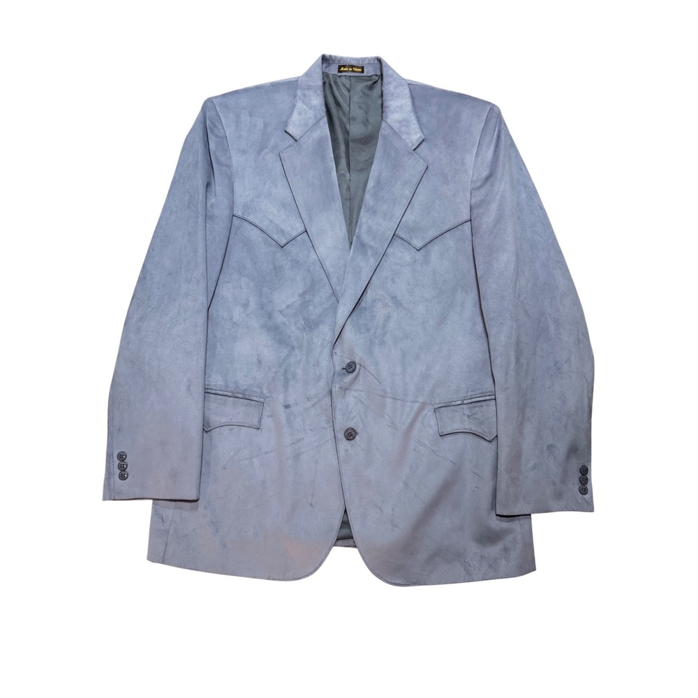 Circle S Mens Western Blazer Blue Microsuede Cowboy Sport Coat 48L Dallas Texas